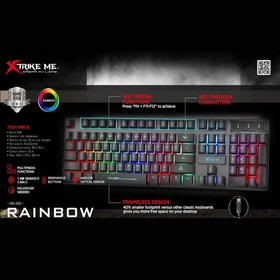 تصویر کیبورد گیمینگ Xtrike me rainbow KB-280 