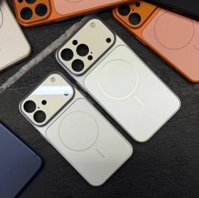 تصویر قاب موبایل تبدیل به ۱۷ پرومکس مدل AG Glass مناسب آیفون - iPhone 12 Pro Max / نارنجی 