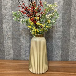 تصویر گلدان شیشه ای کرم مدل دلژین بزرگ 