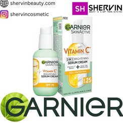 تصویر کرم سرم روشن کننده 2 در1 ویتامین سی فعال پوست گارنیه Garnier Skin Active Vitamin C 2in1 Brightening Serum Cream SPF25 50ml ا garnier garnier