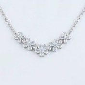 تصویر گردنبند دخترانه تنیسی جنس برنج رنگ سیلور طرح شکوفه 