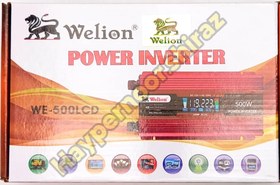 تصویر مبدل 500 وات 12 به 220 ولت ویلیون قرمز نمایشگردار Welion Red LCD 