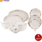 تصویر سرویس غذاخوری چینی زرین ایران مدل رادیانس ۱۰۲ پارچه ۱۲ نفره طرح کلودیا 