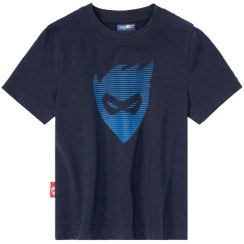 تصویر تیشرت پسرانه طرح نقابدار رنگ سورمه ای جلو آبی 