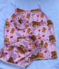 تصویر ست لباس خواب ساتن سه تیکه ساتن سه تیکه