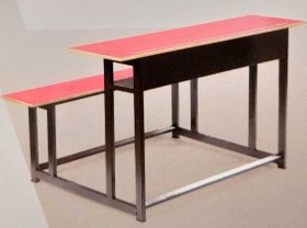 تصویر میز و نیمکت دو نفره ساده متصل به هم کد B016 