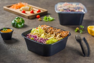 تصویر ظرف یکبار مصرف هات دلیوری (مربع) 1000 سی سی پیکنیک 