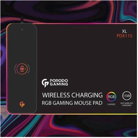 تصویر ماوس پد گیمینگ و شارژر بی‌سیم پرودو مدل PDX115 Porodo PDX115 RGB Gaming Mouse Pad With 15W Fast Wireless Charger