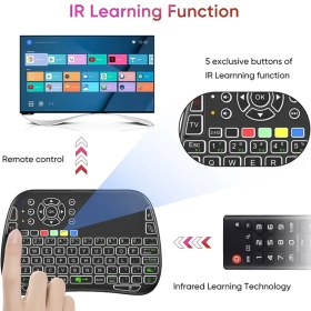 تصویر مینی کیبورد و تاچ پد بی سیم پرودو Porodo Universal Keyboard Remote & Mouse PD-ARMKB-BK 