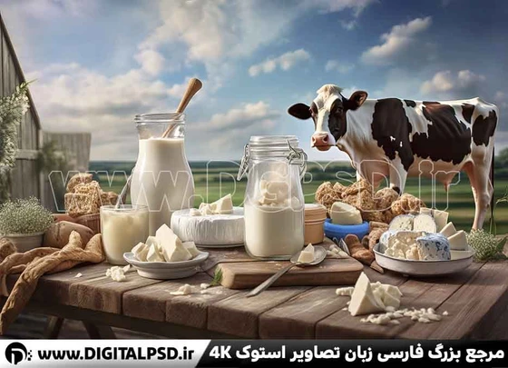 خرید و قیمت دانلود عکس لبنیات با گاو ترب 