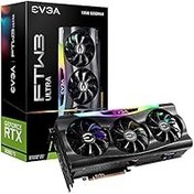 تصویر کارت گرافیک گیمینگ ایویجی ای سری جیفورس RTX 3080Ti با ظرفیت 12 گیگابایتی 256 بیت با نسل GDDR6X قابل اورکلاک با سیستم خنک کننده 3 فن با پشتیبانی از VR Ready و DirectX 12 و سوکت های اتصالی (1*HDMI و DP Port*3) بدنه فلزی و پس زمینه RGB / رنگ مشکی EVGA GeForce RTX 3080 Ti FTW3 ULTRA GAMING, 12G-P5-3967-KR, 12GB GDDR6X, iCX3 Technology, ARGB LED, Metal Backplate