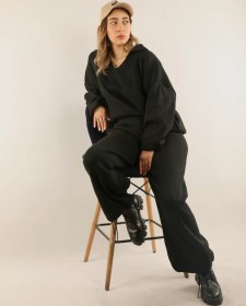 تصویر ست بلوز شلوار بافت یقه هفت زنانه 