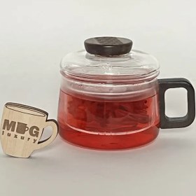 تصویر ماگ دمنوش پیرکس کوچک دسته چوبی درب پیرکس 