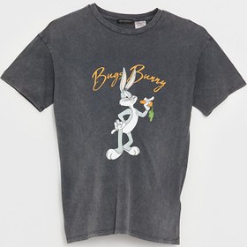 تصویر Bisiklet Yaka Bugs Bunny Baskılı Kısa Kollu Oversize Hamile Tişört 