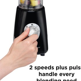 تصویر Hamilton Beach Go Sport Single Serve 2-Speed Personal Blender For Shakes And Smoothies, Two 600ml Shatterproof Double Wall Jars, 250 Watts, Stainless Steel, Black, 51241-Sau, 2 Year Limited Warranty 