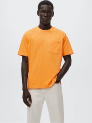 تصویر تیشرت آستین کوتاه مردانه نارنجی برند mango 37081313 ا Cepli Pamuklu Tişört Cepli Pamuklu Tişört