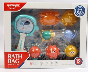 تصویر اسباب بازی حمام نوزاد همراه با پوپت و تور ماهیگیری 8 تکه هانگر huanger 
