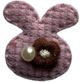 تصویر تکه‌دوزی خرگوش با گل گلدوزی 