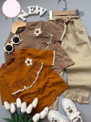 تصویر تیشرت شلوار گل برجسته تیشرت شلوار گل برجسته