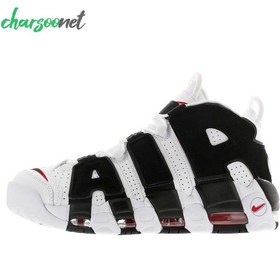 تصویر کتونی اسپرت نایک ایر آپتمپو سفید مشکی Nike Air More Uptempo 