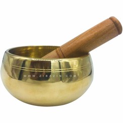 تصویر کاسه تبتی (مرتعش) هندی طلایی : قطر ۱۱.۵ سانت Tibitian Singing Bowl