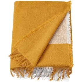 تصویر روانداز زرد تیره/سفید کم رنگ ایکیا 130x170 سانتی متر مدل IKEA UGGLEFLY IKEA UGGLEFLY Throw dark yellow/off-white 130x170 cm