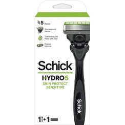تصویر تیغ اصلاح 5 لبه مردانه پوست حساس شیک SCHICK Hydro5 skin protect sensitive بسته 1+1 عددی 