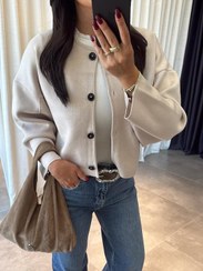 تصویر کاردیگان بافت کرم طوسی مشکی( ژاکت) Fame