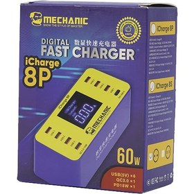 تصویر هاب شارژر ، مولتی شارژر فست هوشمند 8 پورت MECHANIC iCHARGE 8S PD مکانیک SH-1112 