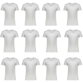 تصویر زیرپوش مردانه آستین دار نخ پنبه سفید برند شایسته بسته 12 عددی 