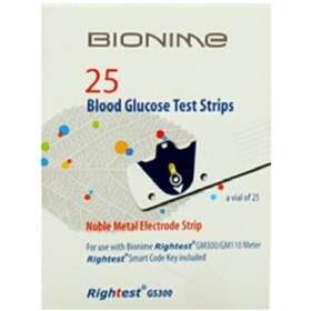 تصویر نوار تست قند خون بایونیم بسته 25 عددی ا Bionime test strip 