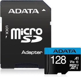 تصویر کارت حافظه ای دیتا SDHC Premier کلاس 10 ظرفیت 128 گیگابایت ا Adata Premier Micro SDHC UHS-1 U1 50MB/s Class 10 Memory Card - 128GB 