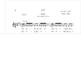 تصویر نت آهنگ گرجی محلی لری حجت اله ندری قابل اجرا با کمانچه و دیگر سازها 