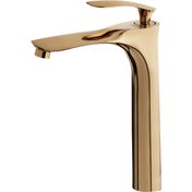 تصویر شیر روشویی پایه بلند مدل کلودی البرز روز طلایی براق 