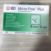 تصویر سر سوزن قلم انسولین بی دی BD اصلی گیج 32 سایز 4 میلی متر 100عددی 