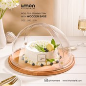 تصویر ظرف سرو کیک بزرگ پایه چوبی لیمون کد 2468 