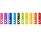 تصویر پک 10 عددی باتری قلمی و نیم قلمی شیائومی ZMI Rainbow Alkaline Batteries 