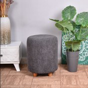 تصویر پاف استوانه پایه چوبی با پارجه تدی 