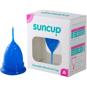 تصویر کاپ قاعدگی مدل 01 سایز بزرگ به همراه کیسه نگه دارنده سان کاپ سورمه ای Sun Cup 01 Menstrual Cup