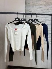 تصویر کراپ زنانه یقه خشتی کبریتی مدل Free Size با طراحی ترندی 