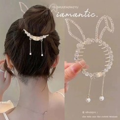 تصویر گیره مو گوجه ای طرح خرگوشی آویزدار 