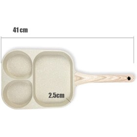 تصویر ماهیتابه پنکیک سه خانه دسته دار گرانیتی 