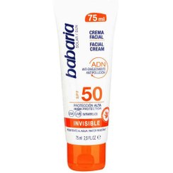 تصویر ضد آفتاب اینویزیبل INVISIBLE مدل ضد آب و ضد آلودگی هوا SPF50 باباریا babaria حجم 75 میل SUNSCREEN CREAM INVISIBLE SPF 50 babaria 75 ml