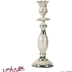 تصویر شمعدان نقره قلم گل و مرغ ES_1438 