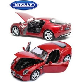 تصویر ماکت ماشین الفا رومئو Alfa Romeo 8C Competizione coupe 2007 Met Red 1n 1-18 Scale by Welly 