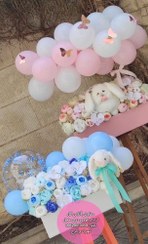 تصویر باکس گل فانتزی زایمان همسر با بادکنک فویلی 