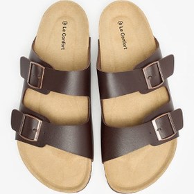 تصویر صندل مردانه با جزئیات قفل‌دار و راحتی پوشیدن برند le confort Men Buckle Detail Slip-On Sandals