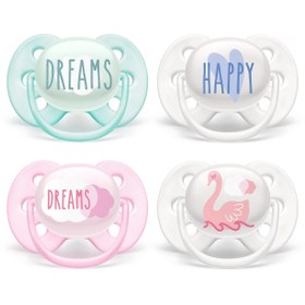 تصویر پستانک 0-6 ماه الترا سافت مدل Dreams&Swan فیلیپس اونت Avent Philips AVENT Ultra Soft Pacifier, 0-6 Months, Dreams and Swan Designs