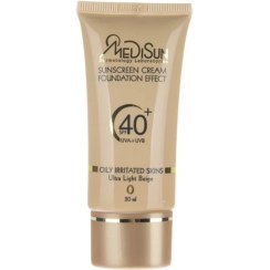 تصویر ضد افتاب با پوشش کرم پودری پوست چرب و حساس بژ خیلی روشن مدیسان SPF40 