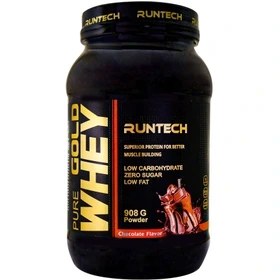 تصویر مکمل پودر پیور گلد وی پروتئین 908 گرمی ران تِکPURE GOLD WHEY RUNTECH 